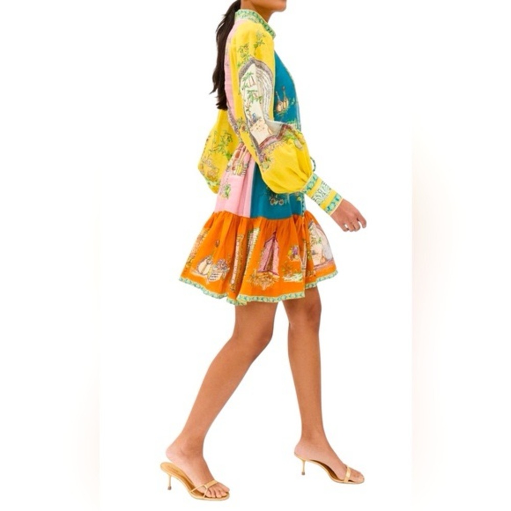 Colorful‎ Women's Dress with Yellow and Orange Accents Sz S - Picture 3 of 15